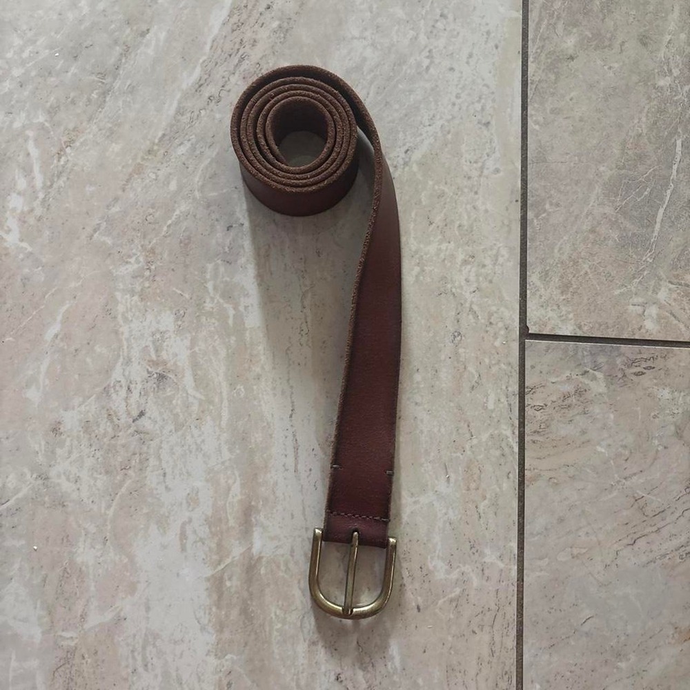 Hollister Womens Buffalo Leather Belt Brass Buckle Brown Size 36